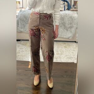 Lord & Taylor Floral Tapestry Print Velvet Pant
